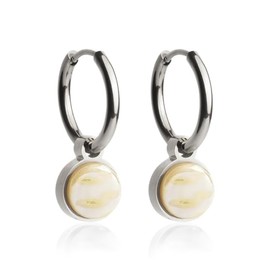 Silber Ohrringe Creolen mit Anh√§nger zum Wechseln ‚Ä¢ Edelstahl Ohrh√§nger mit Charm in hellgelb ‚Ä¢ nickelfrei & wasserfest ‚Ä¢ MIX AND MATCH ‚Ä¢ √ò 16 mm