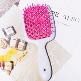 Hair Brush White Handle with Pink, Detangling Hair Brush Styling Brush for Women Men, Vented Detangling Hair Brush Wet Or Dry Hair Use Flexible with Ease for All Hair Types