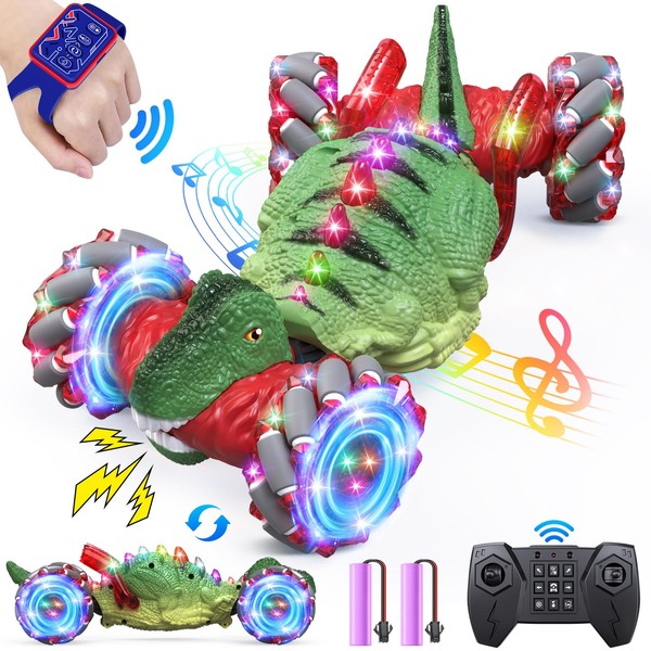 OSIMILY Remote Control Car，Dinosaur Toys car for Kids，2.4GHz LED Gesture