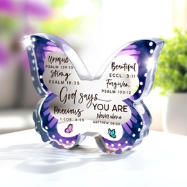 Easter Christian Religious Gifts for Women Birthday, Easter Inspirational Gifts for Friend Mom Sister, Mothers Day Christmas Spiritual Faith Keepsake, Pastor Butterfly Gift Prayer Room Decorative Sign Plaque