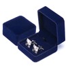 Small Dark Classic Velvet Cufflink Box Case (Blue)