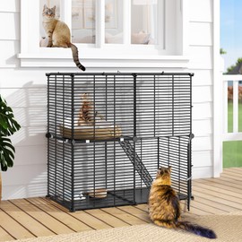 DWVO 2 Tier Indoor Cat Enclosure: DIY Cats Playpen Kitten Cage House for 1-2 Kitty Ferret Chinchilla Rabbit Squirrel Small Animals