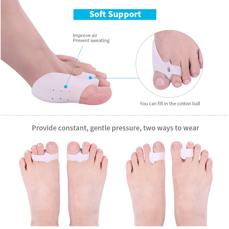 1Pair Bunion Toe Straightener Corrector 3Pair Silicone Gel Toe Separator(L)