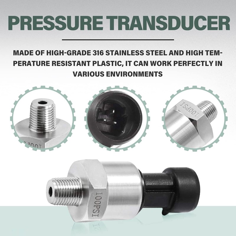 OTUAYAUTO 100 Psi Pressure Transducer Sender Sensor - 1/8" -27