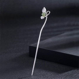 Cayyoomm Seedpod with Jade S925 Silver Hanfu hairpin Chinese ancient hairpin headwear classical hair pin Han element (Seedpod)