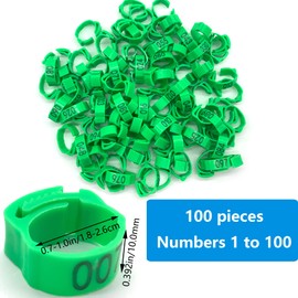 DHER Poultry Foot Rings Small Poultry Clamping Rings Pigeons Foot Rings 100 Pieces with Digital Bayonet Identification Pigeon Ring, Digital 1-100 Marker Pigeon Foot Ring, 18-22 mm Adjustable Pigeon