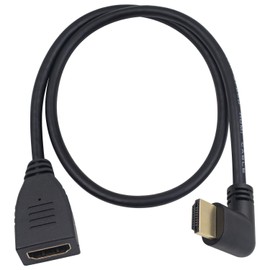 exuun Cable de extensión HDMI 2.0 90 grados, 2 pies/60 cm de oro ángulo izquierdo HDMI macho a hembra Cable de extensión de alta velocidad (60 Hz, 4 K 2 K (F/M Izquierda)