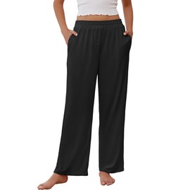 Ekouaer Womens Pajama Pants Soft Comfy Pj Pants for Women Wide Leg Elastic Waist Sleep Bottom with Pockets