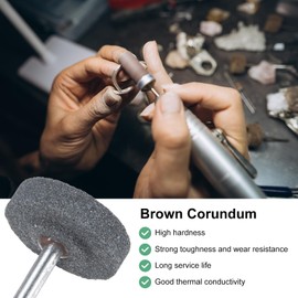 M METERXITY 5-Pack Abrasive Mounted Stone Grinding Bits, 1/4 IN(6mm) Shank Aluminum Oxide Polishing Sanding Drill Bit for Rotary Tools, 1.57IN(40mm) Dia 80 Grits Point [Gray]