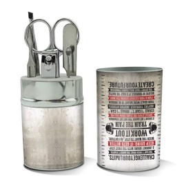 Work it Out Train Pain Motivational Inspirational Stainless Steel Manicure Pedicure Grooming Beauty Care Travel Kit