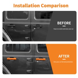 SQQP Door Handle Cover & Tailgate Handle Cover Inserts Exterior Accessories Fit for 2018-2025 Jeep Wrangler JL JLU 2/4 Door(Orange)