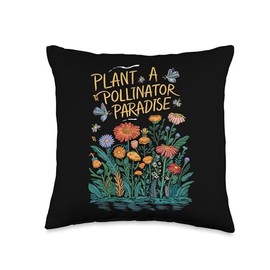 Pollinator Garden Design Wildlife Flowers Native Plants Throw Pillow