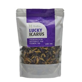 4Leaftea Lucky Icarus Blue Butterfly Pea Flower Tea - Natural Herbal Wellness Tea - Hot & Cold Brew - 2.8oz Caffeine-Free