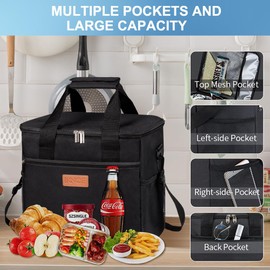 Iknoe Large Cooler Bag Collapsible 24 Can Insulated Bags Leakproof Lunch Cooler Tote with Multi-Pockets for Adult Insulated Lunch Box for Beach, Picnic, Work…