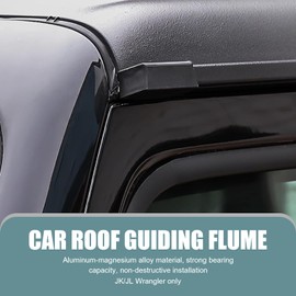 dawfall 2 PCS Car Body Exterior Rainwater Guide Gutter, Roof Rainwater Guide Plate, Hardtop Rain Gutters Fit with Snap-on Protective Covers, Compatible with 18-22 Wrangler JK JL (Black)