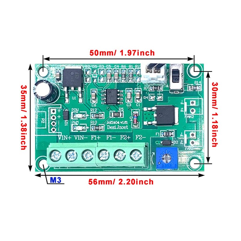 DC 12V 24V 4A 2-Way Adjustable PWM Fan Speed Controller,