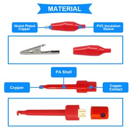 Xiatiaosann 10PCS Alligator Clip 28/35/45mm Insulated Electrical Test Clamps (Red & Black) Crocodile Clamps Jumper Helper with 5PCS (Red & Black) Test Hook Clip