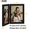 decorUhome Double 5x7 Picture Frame Vertical, Engineered Wood Bifold Photo