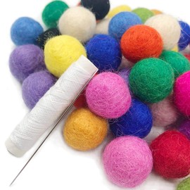 Kojoon 50pc 20mm DIY Christmas Decor Wool Felt Balls Mixed Colour Wool Pom Gumball Beads Craft Decoration