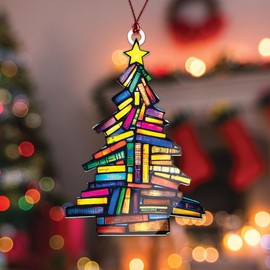 Christmas Book Tree Ornament 2025, Bookish Ornaments, Book Lover Ornament Gifts for Women Men, Bookworm Gifts, Xmas Decor, Gifts for Readers Book Lovers Women, Teacher, Bookclub, Librarian