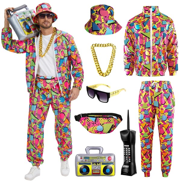 QPAXUCR 80s 90s Outfit for Men, Track Suit with Hip