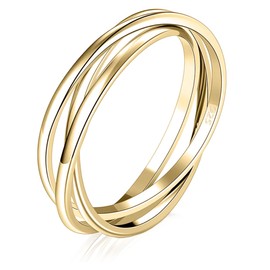 Dainty Triple Interlocked Fidget Rings - Hypoallergenic 18 K Gold Plated Rings for Women - Stress Relieving Spinning Ring - Water-Resistant Ring Jewelry - Handcrafted Gifts for Women