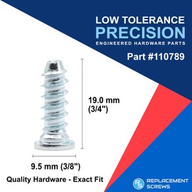 ReplacementScrews Bed Frame Rails & Support Screws Compatible with IKEA Part 110789 & 126860 (MALM, HEMNES, etc) Euro Screws (Pack of 10)