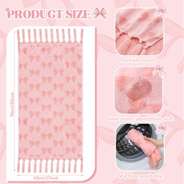 Fanfanwin Set of 3 Pink Bow Hand Towels Coquette Hand Towels for Bathroom 30 x 17 Inch Pink Bowknot Gifts Turkish Tufted Cotton Soft Absorbent Supplies for Kitchen Bathroom Women Girls