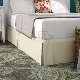 Luxury Pleated Bedskirt Queen Size 21 Inch Drop Split Corners - Hotel Luxury 1800 Ultra-Soft Tailored Drop Box Pleated Styling Dust Ruffled - Ivory Pleated Bed Skirt - Easy Fit Bed Skirt