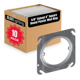Select 10 Pack 5/8" Raised 4" Square (4S) Round Plaster Ring with Angled Slots, Mud Ring, Smart Home Décor for Wiring Connections, Housing Receptacles & Switches, SEL-RPR58-10PK