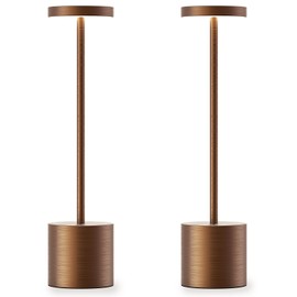 JALVDE Cordless Rechargeable Battery Operated Dining Table Lamp 6000 mAh LED Desk Lamps 13.5 inches 3-Level Light Color Adjustable Dimmable Brightness for Reading/Restaurant/Study, Pack of 2