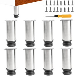 Toolzia 8Pcs Furniture Legs, 4.72"/12cm Adjustable Furniture Support Feet,Adjustable Height Replacement Support Feet Legs for Sofa Table Chair Desk Kitchen Cupboard Cabinets Legs Feet (Silver)