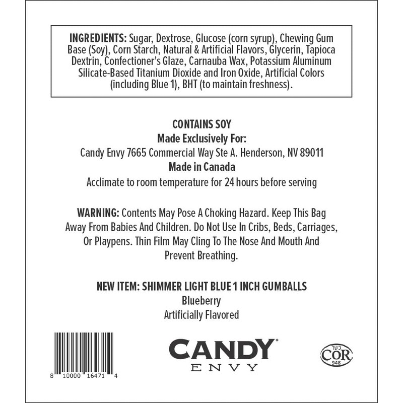 Candy Envy - Shimmer Light Blue Gumballs - 1 Inch