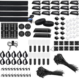 SAHENITEANA Juego de 300pcs Organizador de Cables Cable Management Esconder Cables Pared Organizador de Cables Escritorio Ordenador de Cables Soportes de Cable de Escritorio para TV, Oficina, Hogar