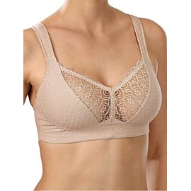 Womens Wellness Dots Organic Cotton Wireless Bra - Size 36D Nude