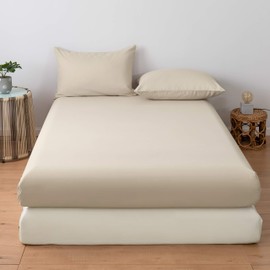 MOHAP Warm Fitted Sheet Set King Size 16" Deep Pocket with 1 Bedsheet and 2 Pillowcases Polyester Beige