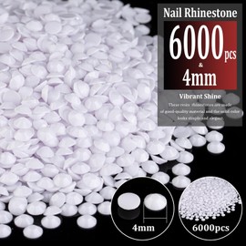 6000pcs 4mm Resin Rhinestones Bulk, White Flatback Round Jelly Rhinestones Bedazzling Non Hotfix Crystal Gems Large Quantity Wholesale for DIY Crafts Clothes Bottles Tumblers Face Makeup Manicure