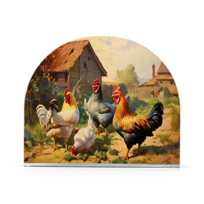 YETTASBIN Rooster Napkin Holder for Table, Acrylic Upright Non Slip