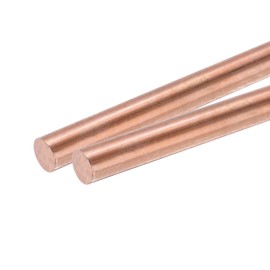 QUARKZMAN Pack of 2 Pure Copper Round Rods 6 mm / 0.24 Inch Diameter 330 mm / 13 Inch Length Solid Copper Rod Lathe Bar for DIY Metal Crafts Metal Working Hobbies