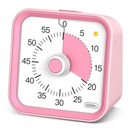InfPokid Visual Timer for Kids with Pause Function, 60 Minute Countdown Timer for Kids Desk Study, Teaching, Kitchen Cooking, Office Meetings, Time Management for ADHD (Pink)