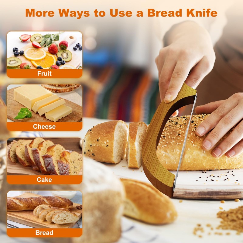 FTCIRA Bread Knife for Homemade Bread – 16" Walnut Bow