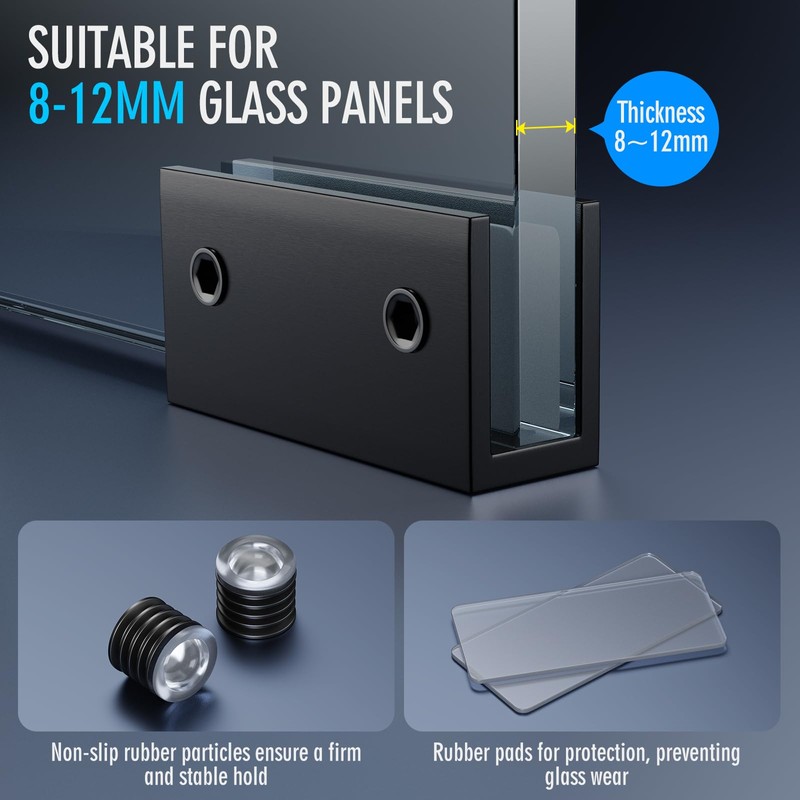 Ranbo 2 Pcs Frameless Glass Clamp Brackets for Shelf and