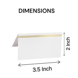 Place Cards Two line Gold Foil Border Pack of 100 Premium Tent Name Place Cards for Table Setting Size 2x3.5 inches - Perfect for Weddings, Banquets Dinner Parties and any other Events
