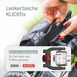 Borgen KLICKfix Lenkertasche Fahrrad - Wasserabweisende und ger√§umige Fahrrad Lenkertasche 5 L - Fahrradtasche Lenker