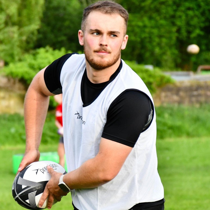 Precision Momentum Rugby Training Ball, Premium Rubber, Hand-Stitched, All-Weather Grip,