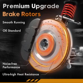 Front Truck & Tow Brake Kit Fit for Toyota 2003-2009 4Runner (12.56" inch 319 mm Front Rotor),2007-2014 FJ Cruiser, 2005-2021 Tacoma 6 Lug Models,Drilled & Slotted Brake Rotors and Ceramic Brakes Pads