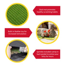 Kitty City Premium Catnip Sisal Scratch Pad, Cat Cactus with Toy Design, Natural Cat Training Scratch Play Pad, Large