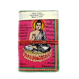 Rastogi Handicrafts Handmade Paper Lokta Paper Eco Friendly Paper Diary Pink Buddha The God of Peace - Size 6 X 4 Inch