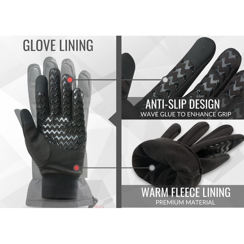 devembr Advanced Ski Gloves with Wrist Protection and Removable Liner,