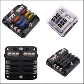 LITSHEEN 6 Way Blade Fuse Box, Upgraded 12V-32V Fuse Holder Standard Circuit Blade Fuse Block with LED Indicator, Fuses & Dustproof Protection Cover for Car Boat Truck RV